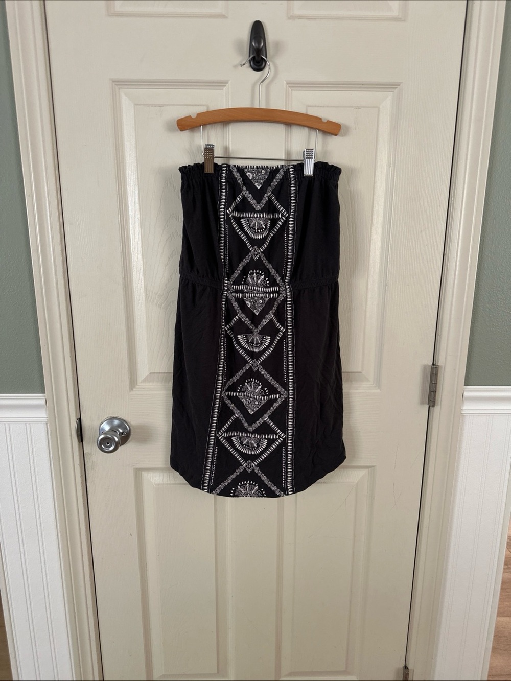 Billabong Strapless Tube Dress Women’s Large Black Aztec Print Beach Boho Surf